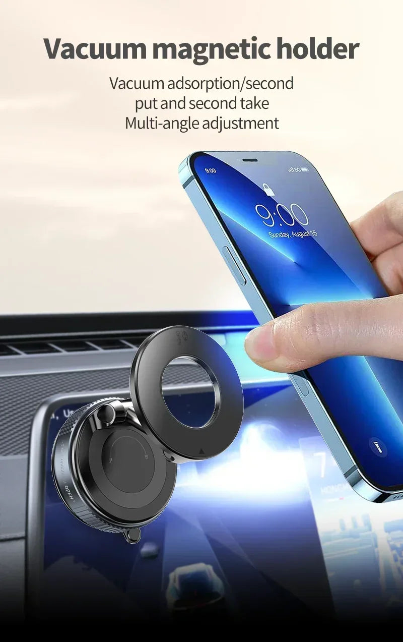 Strong Magnetic Phone Holder Foldable Design 360° Adjustable Vacuum Car Mount For Cell Phone For iphone Live Streaming